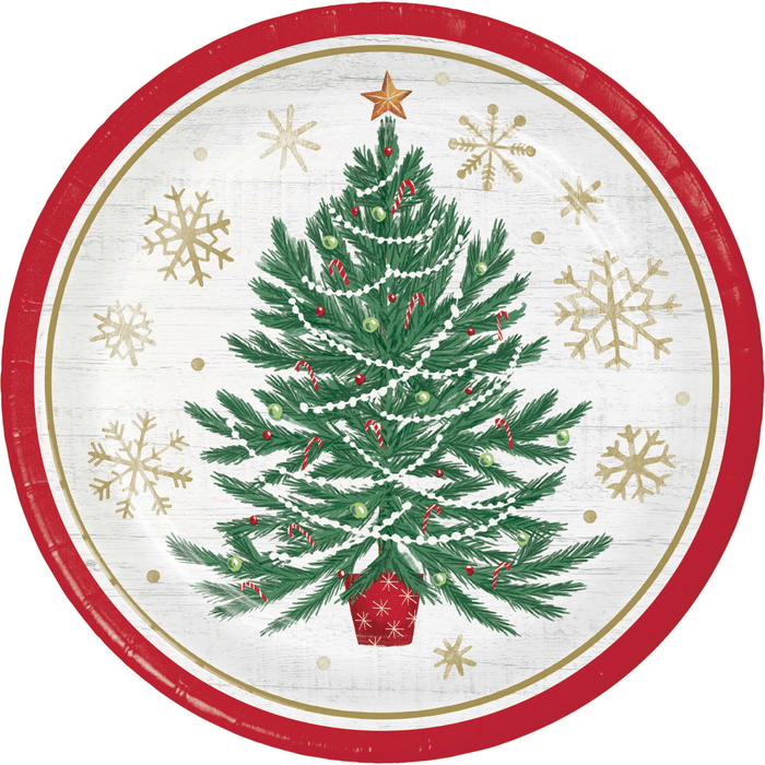 Christmas Tree Plate with Snowflakes and Candy Canes | 1ct - Zurchers