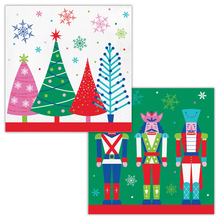 Christmas Trees & Nutcrackers Reversible Napkin | 1ct - Zurchers