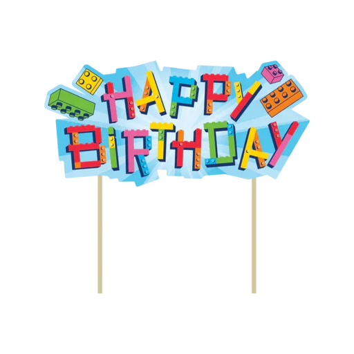 Block Bash Happy Birthday Cake Topper | 1 ct - Zurchers