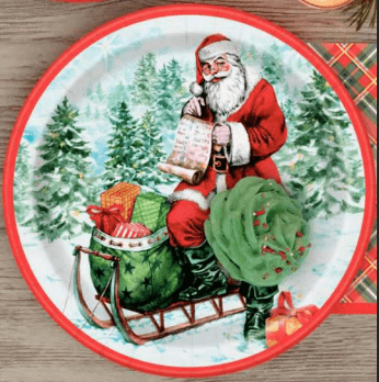Classic Santa with Gift List Christmas Paper Plates | 1ct - Zurchers