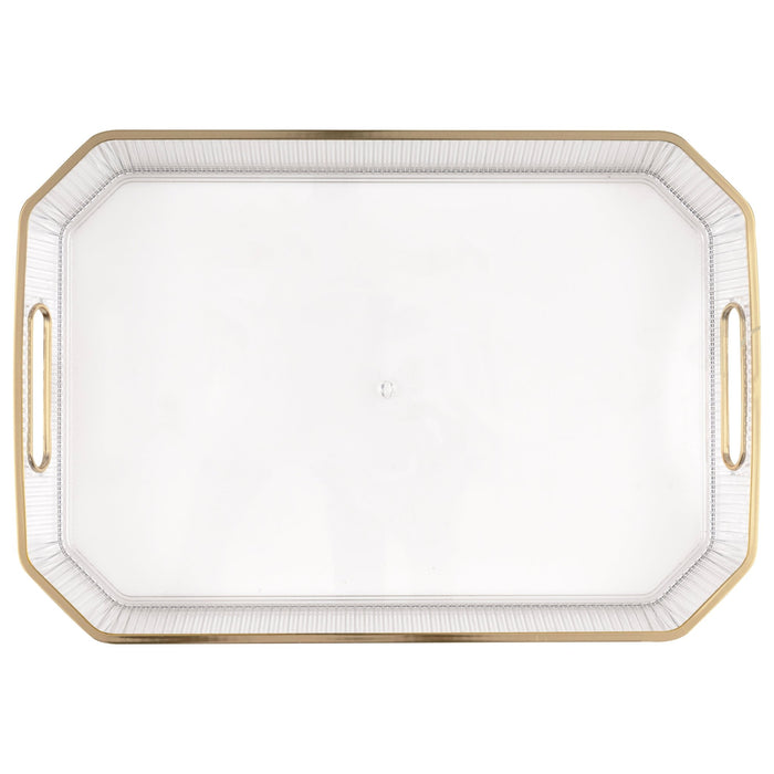 Clear Serving Tray Gold Edge - Party Supplies