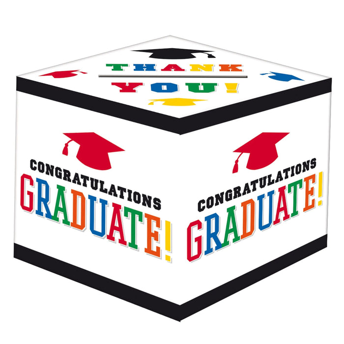 Colorful "Congratulations Graduate" Card Box - 12" x 12" x 12" | 1ct