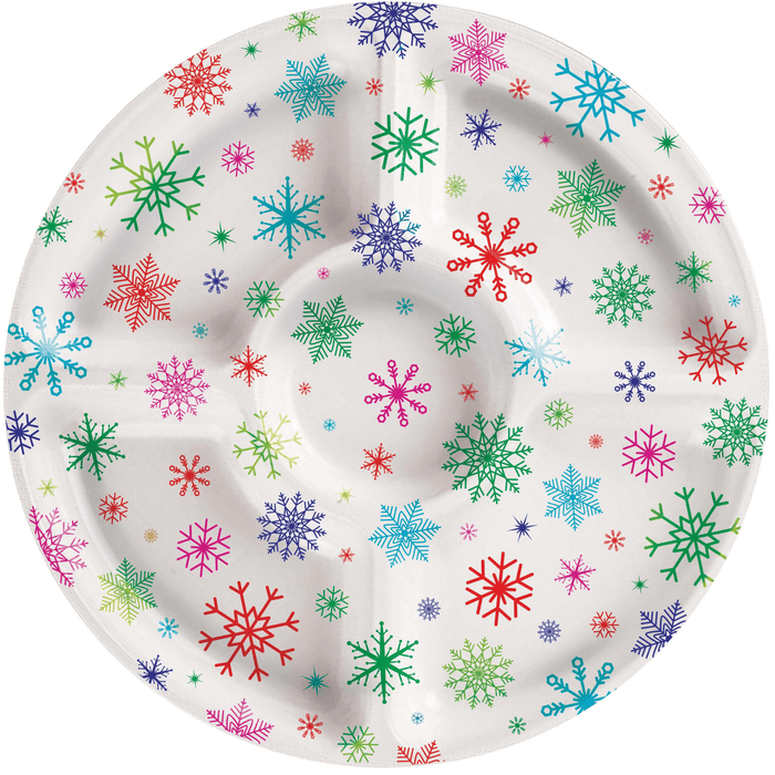 Colorful Snowflake Serving Tray – Holiday Party Platter | 1ct - Zurchers
