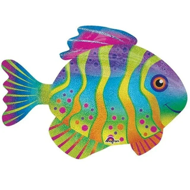 Colorful Fish Holographic SuperShape Mylar Balloon 33" | 1 ct - Zurchers