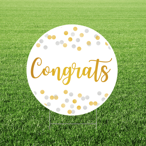 Congrats Confetti Glitter Circle CC Yard Sign 18" | 1ct