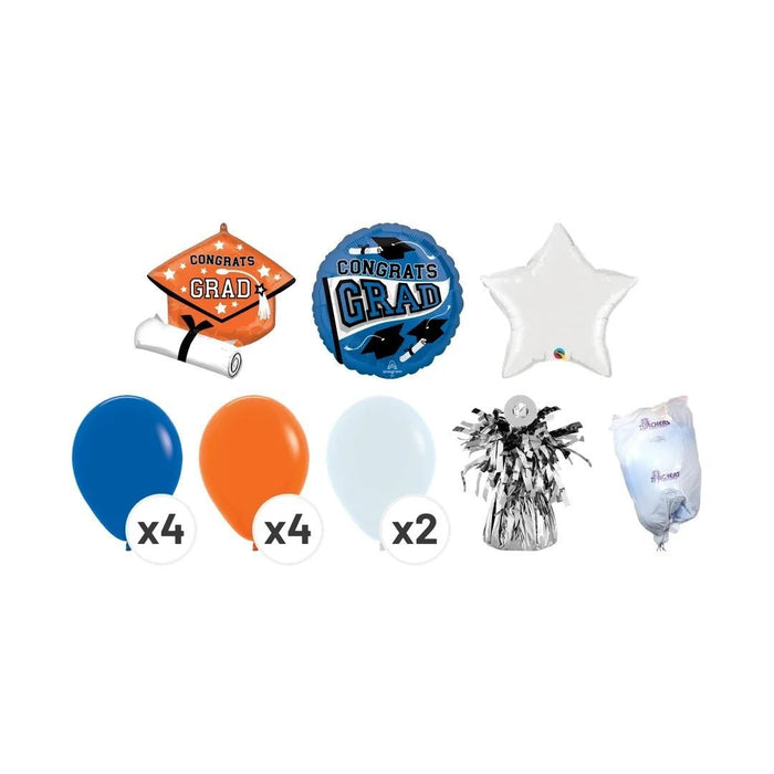 Congrats Grad Balloon Bouquet - Orange & Blue - Zurchers