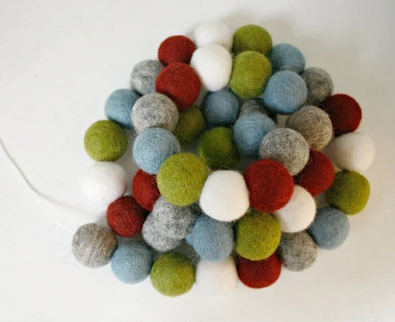 Green Blue Red Cream PomPom Garland | 1ct - Zurchers