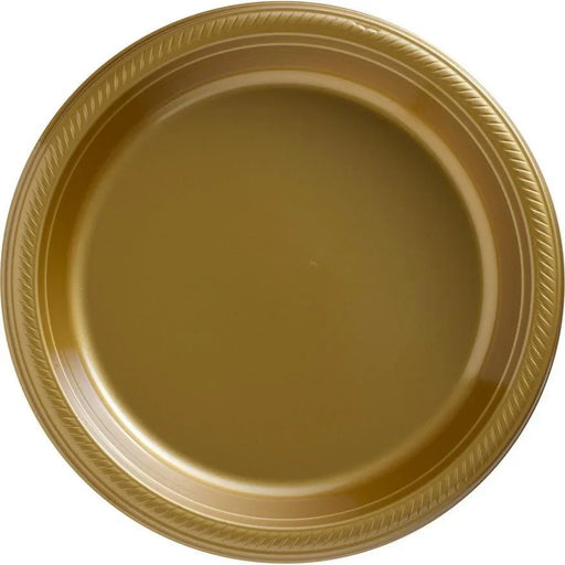 Gold Plastic Dinner Plates 10.25" | 50ct - Zurchers