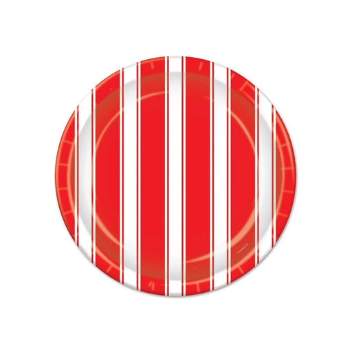Carnival Striped Red & White 9" Paper Plates 8pk | 1ct - Zurchers
