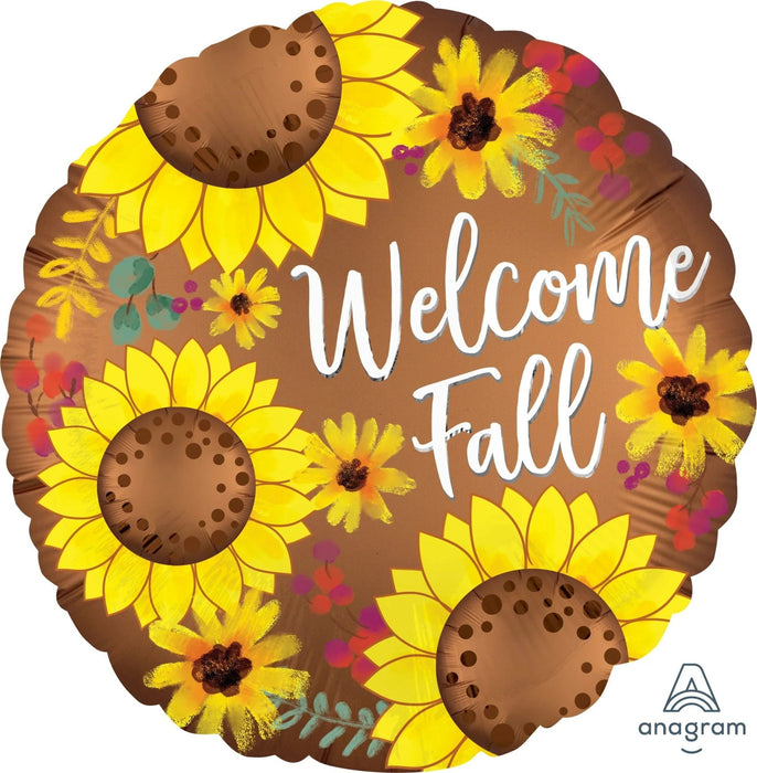 Welcome Fall Sunflower Satin Mylar | 1 ct - Zurchers