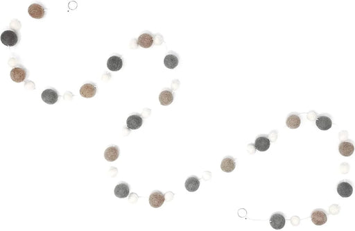 White & Gray Pompom Garland 6ft | 1ct - Zurchers