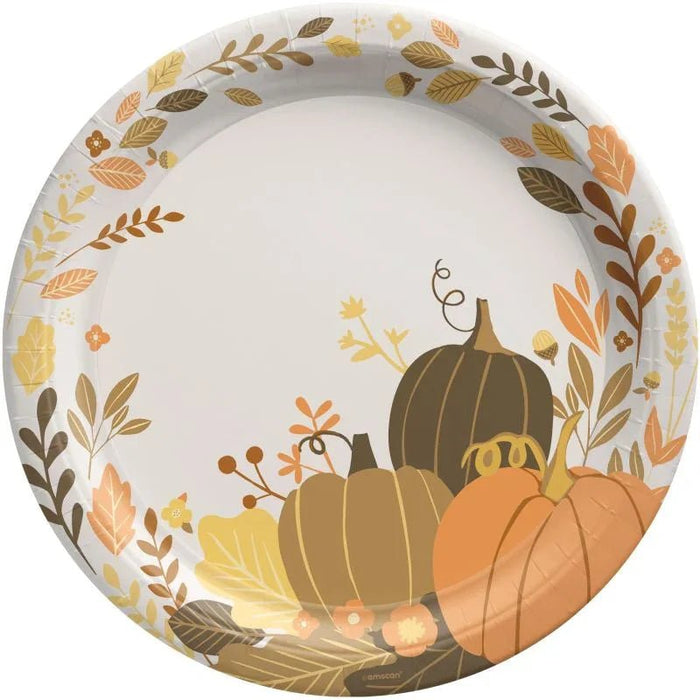Golden Autumn Round Paper Plates 10" | 8 ct - Zurchers
