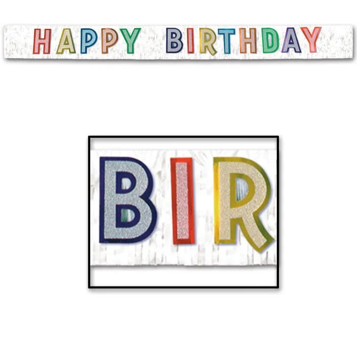 Happy Birthday Metallic Fringe Banner 9Ft | 1ct - Zurchers