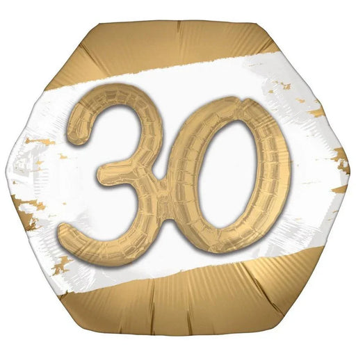 Golden Age Happy 30th Birthday Hexagonal Supershape Balloon, 30" | 1ct - Zurchers