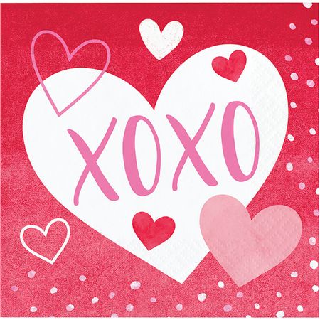 Valentine's Heart Party Paper Lunch Napkins | 16 ct
