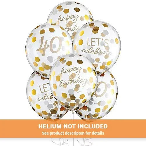 Golden Age 40th Latex Confetti Balloon Pack | 6 ct - Zurchers