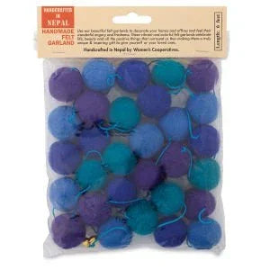 Green Pale Blue Pompom Garland 6ft | 1ct - Zurchers