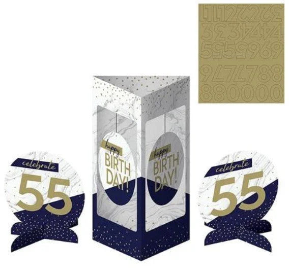 Navy & Gold Milestone Centerpiece Stands W/Stickers | 3ct - Zurchers