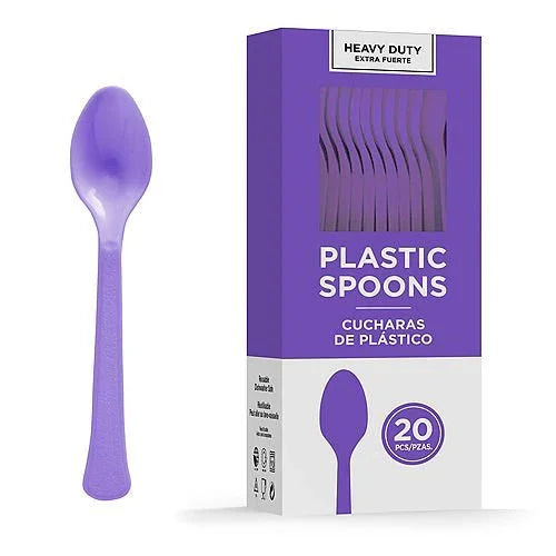 New Purple Heavy Duty Plastic Spoons | 20ct - Zurchers