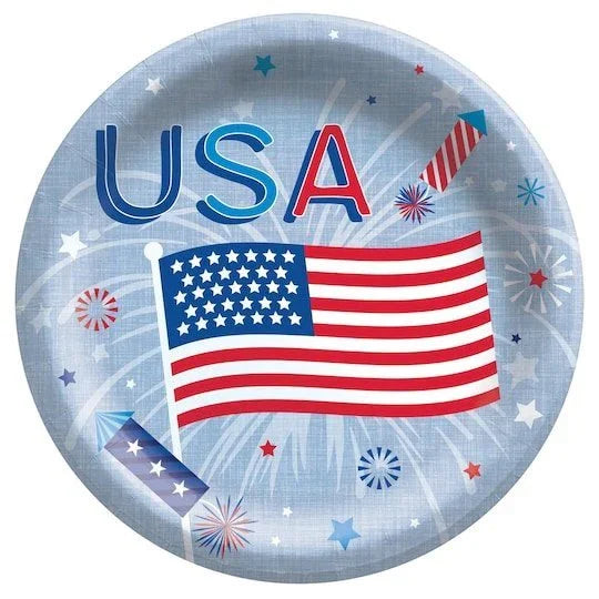 Patriotic Celebration 7" Round Paper Plates 20pk | 1ct - Zurchers