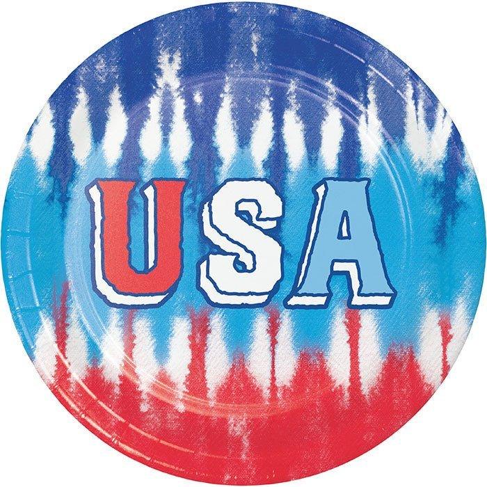 Patriotic Tie Dye 7" Round Paper Plates 8pk | 1ct - Zurchers