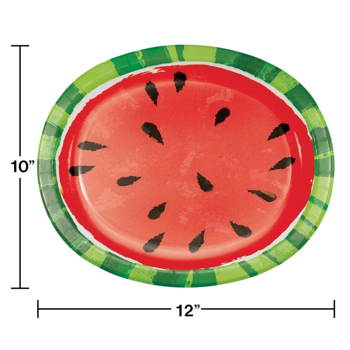Oval Watermelon Paper Plates 12"x10" | 8ct - Zurchers