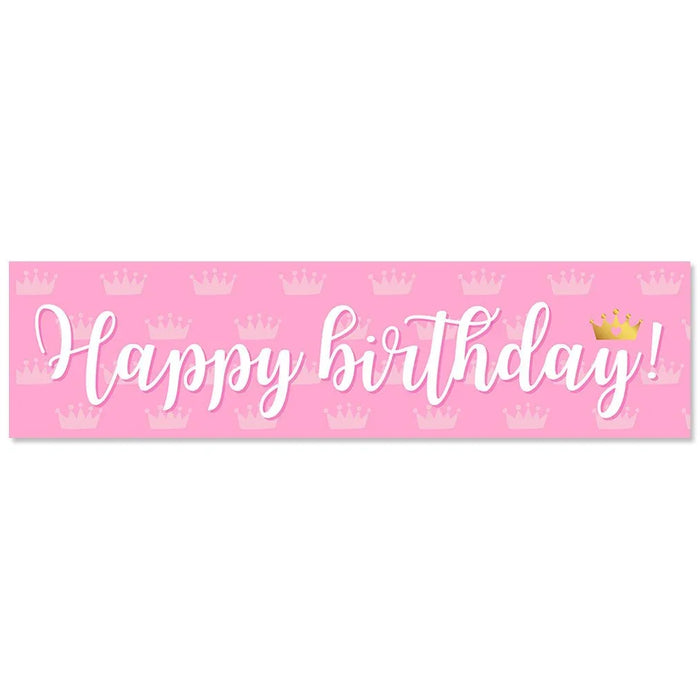 Princess Pink Crown Birthday To - Go Banner 50" x 13" | 1ct - Zurchers