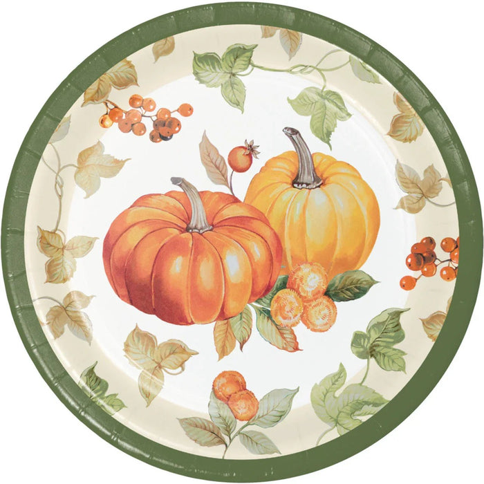 Pumpkin Harvest Round Paper Plates 7" | 8 ct - Zurchers