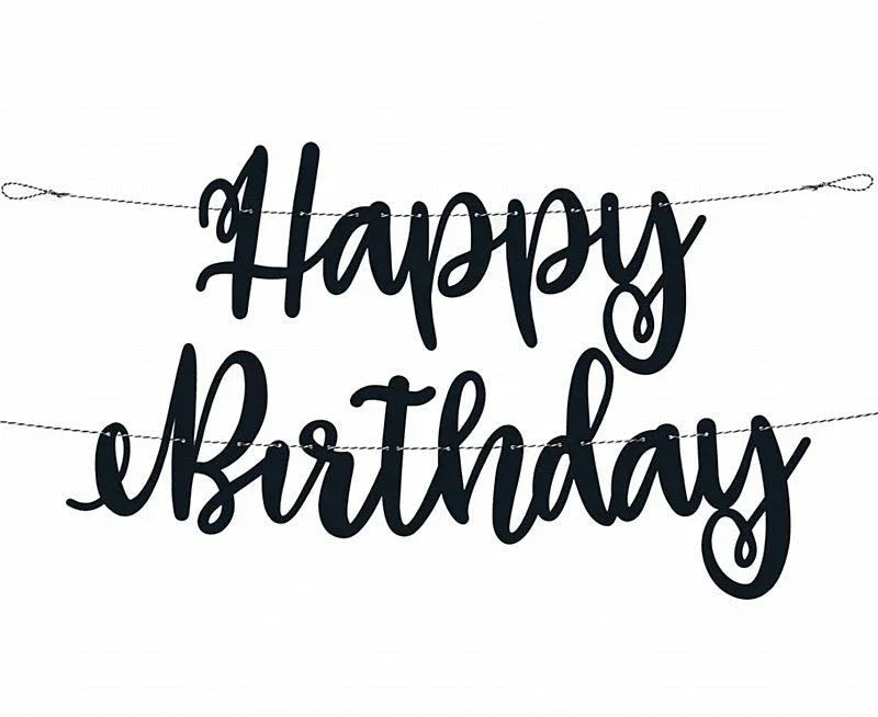 Black Script Happy Birthday Letter Banner 7Ft | 1ct - Zurchers