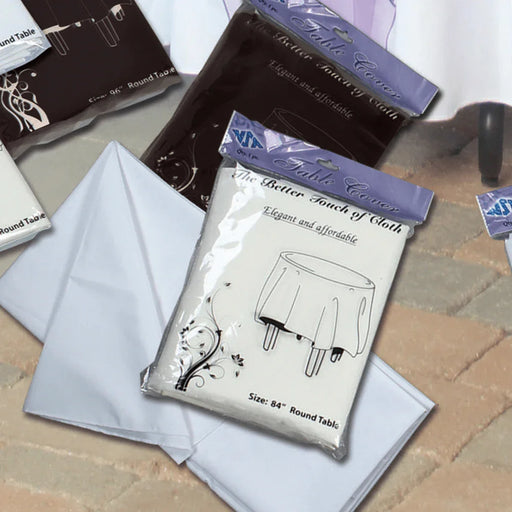 Round Polyester Cloth Table Cover White 84" | 1ct - Zurchers