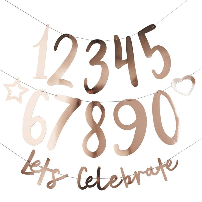 Create Your Own Rose Gold Let’s Celebrate Number Banner | 1ct - Zurchers