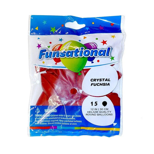 12" Funsational Latex Balloon Pack, Crystal Fuchsia | 15 ct - Zurchers