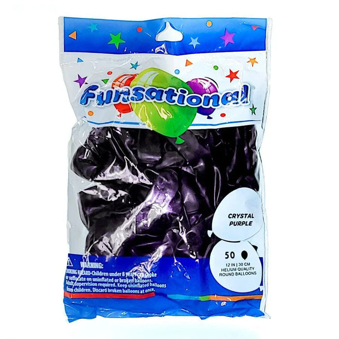 Crystal Purple Funsational Latex Balloons 12" | 50ct - Zurchers