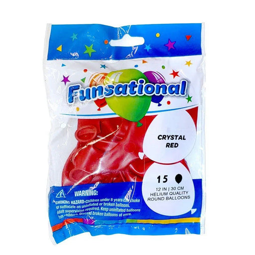 Funsational Latex Balloon Pack, Crystal Red 12" | 15 ct - Zurchers