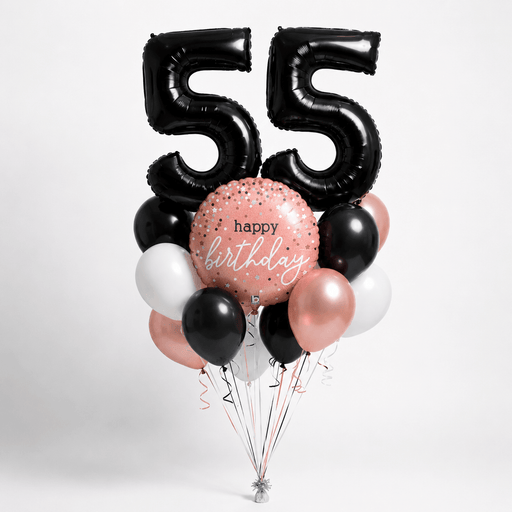 Custom Number Birthday Bouquet - Black, White & Rose Gold