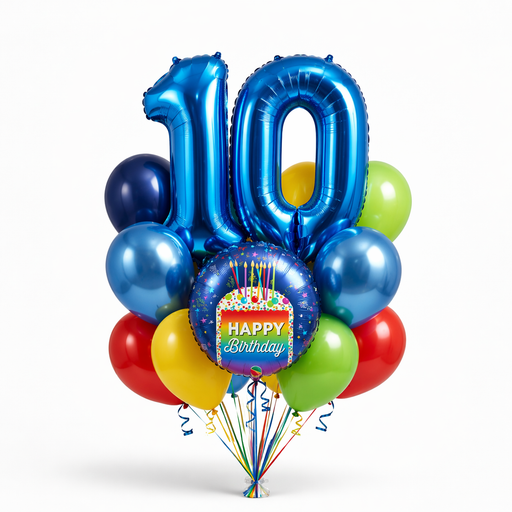 Custom Number Birthday Bouquet - Rainbow Cake