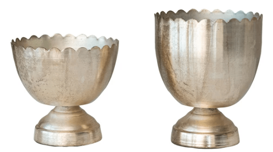 Decorative Metal Footed Bowls with Scalloped Rim, Set of 2 | 1ct - Zurchers