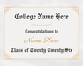 Graduation certificate template with customizable text on a light gray background