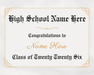 Graduation certificate template with customizable text on a light gray background
