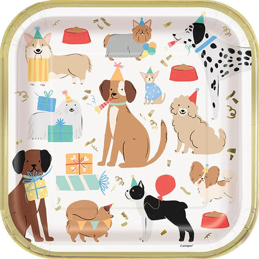 Dog Paw Party Square Plate 9in | 8ct