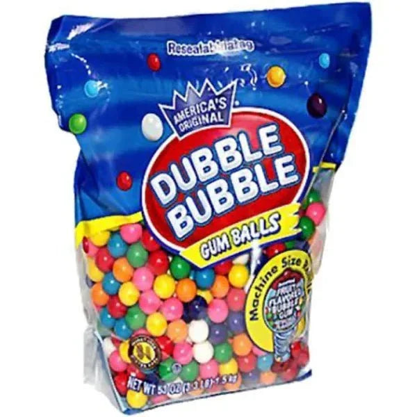 Dubble Bubble Assorted Gum Balls, Machine Size Refills, 53 oz