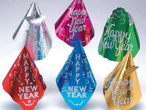 Happy New Year Glittered Foil Hats Assorted Colors | 1ct - Zurchers