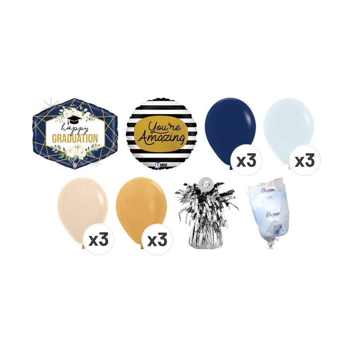 Elegant Navy & Gold Graduation Balloon Bouquet Items