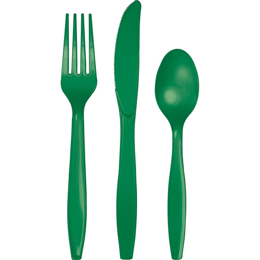 Emerald Green Assorted Plastic Cutlery | 24pcs - Zurchers