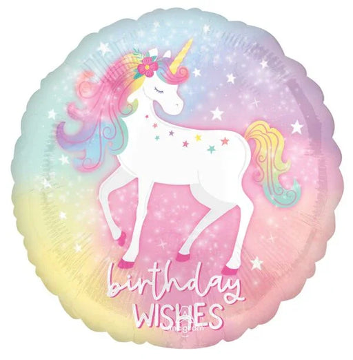Enchanted Unicorn Birthday Wishes Mylar Balloon 18" | 1 ct - Zurchers