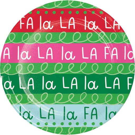 “Fa La La” Holiday Plate in Red, Green, and Pink | 1ct - Zurchers