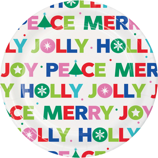 Festive Holiday Word Plate - Merry, Joy, Peace, & More | 1ct - Zurchers