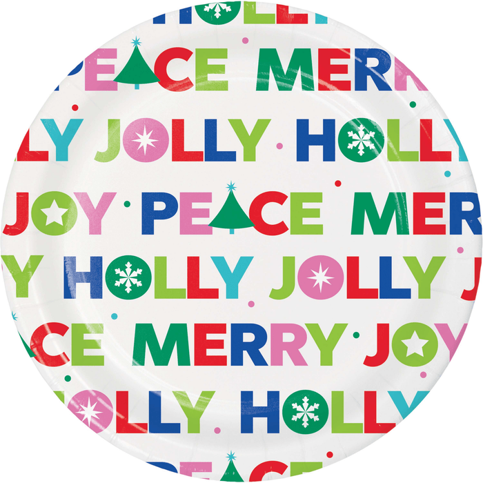 Festive Holiday Word Plate - Merry, Joy, Peace, & More | 1ct - Zurchers