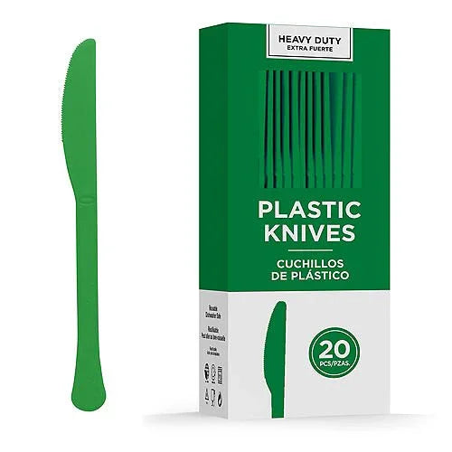 Festive Green Heavy Duty Plastic Knives | 20ct - Zurchers