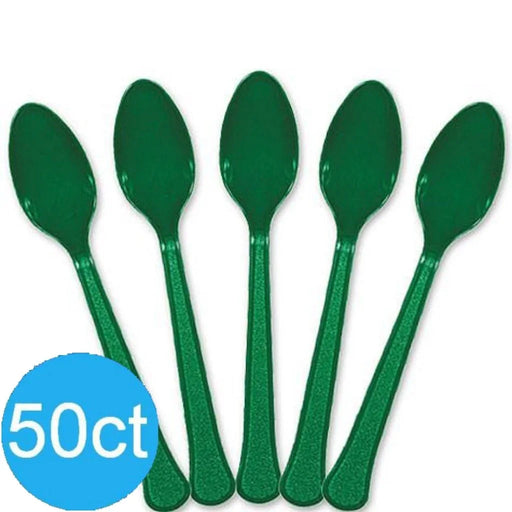 Festive Green Heavy Duty Plastic Spoons | 50ct - Zurchers